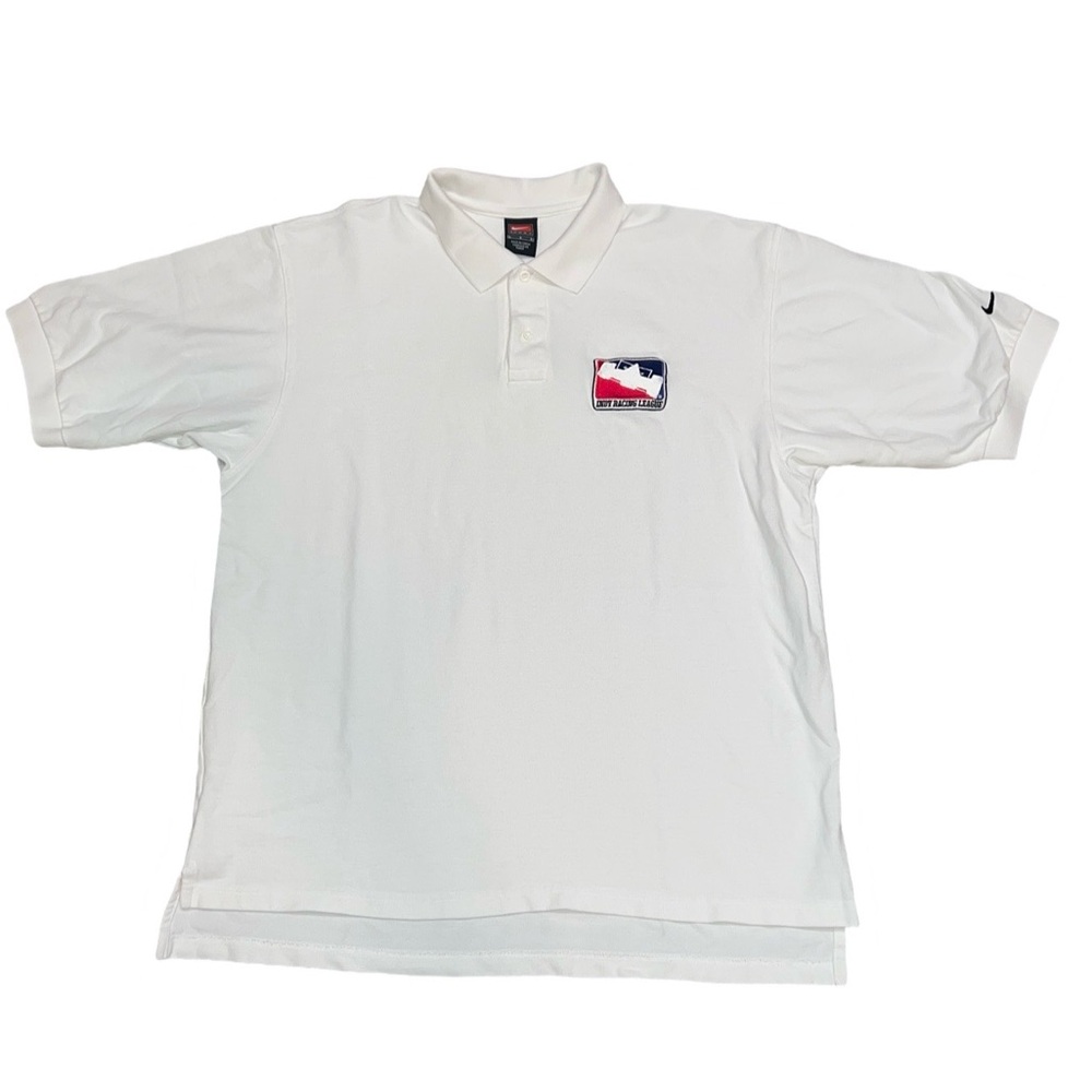 NIKE Indy Racing League White Short Sleeve Polo Shirt Size Large